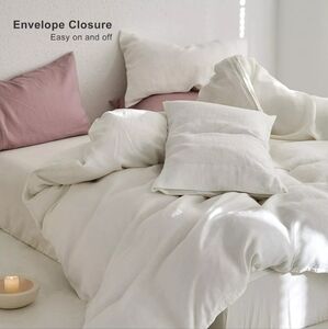 Tosmo 100% Linen Queen Pillowcases 2